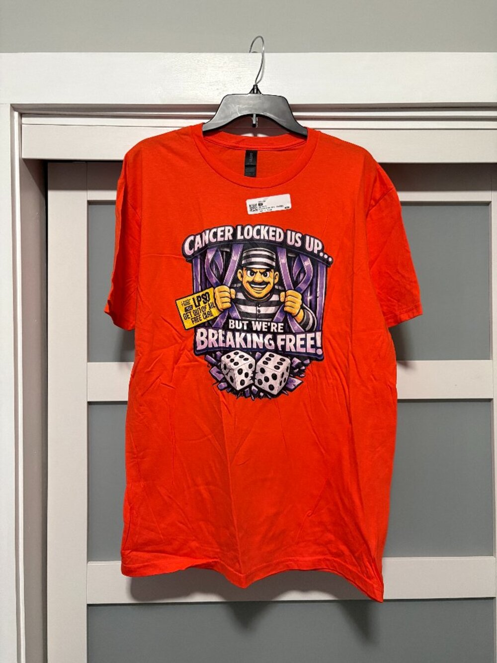 American Cancer Society Locked Up Get Out of Jail T-Shirt LPSO sz L NEW